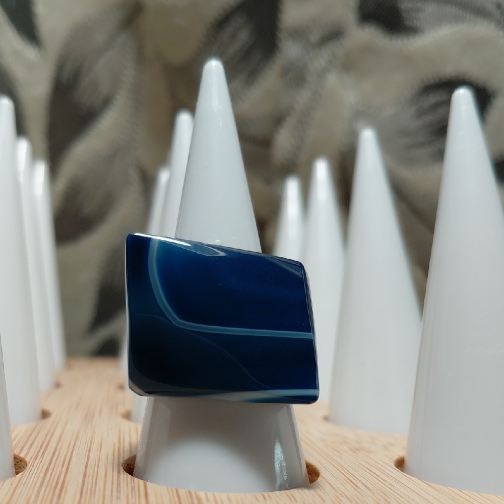 Elegant Navy Rectangular Ring